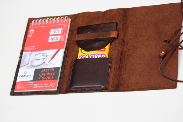 Leather Sketchbook Portfolio-Brown Notebook Journal