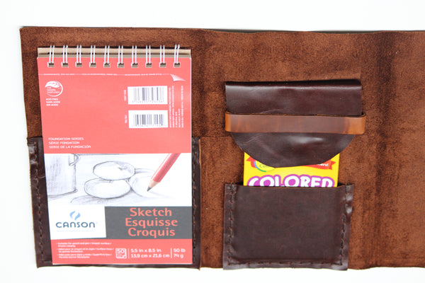 Leather Sketchbook Portfolio-Brown Notebook Journal