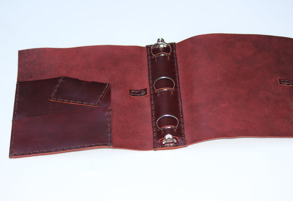 Burgundy Leather 3-Ring Binder/1.5" Ring Binder Portfolio