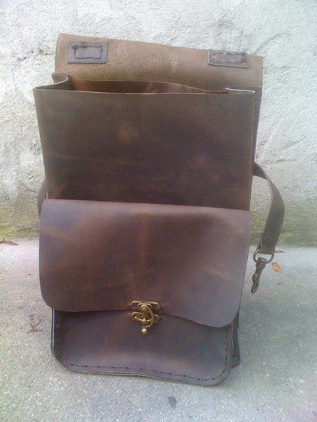 Mens Leather Backpack-Distressed Brown Backpack