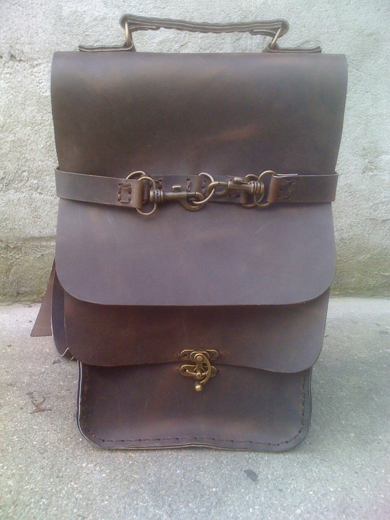 distressed brown leather backpack purse Mens Leather Backpack-Distressed Brown Backpack – NadiraBag