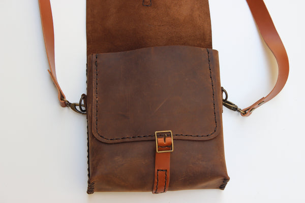 Genuine Brown Leather Crossbody Shoulder Bag