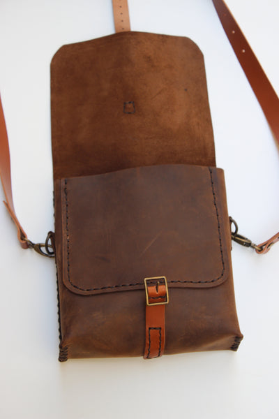 Genuine Brown Leather Crossbody Shoulder Bag