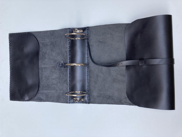 Black Leather 3-Ring Binder/3" Ring Binder Portfolio