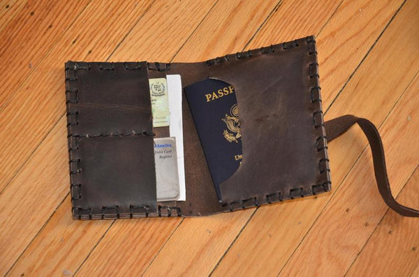 Handmade Leather Passport Portfolio