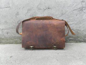 Full Grain Leather Briefcase Bag-Top Handle Genuine Leather Briefcase Shoulder Bag