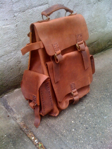 Custom Handmade Leather Backpack-Leather Backpack for Weekend Trip