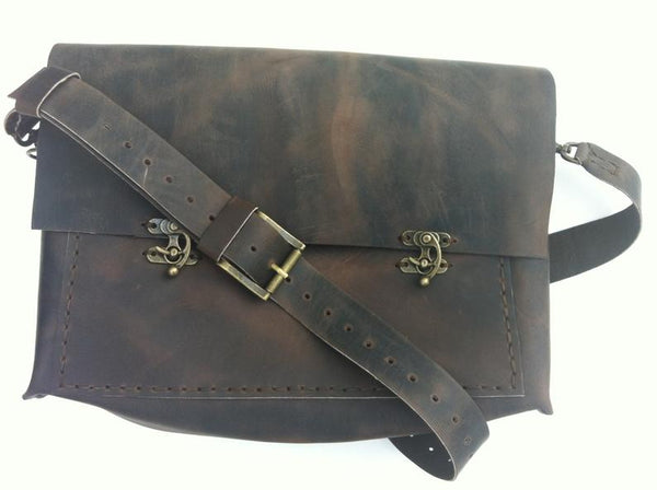 Leather Briefcase Bag For Men-Distressed Brown Crossbody Briefcase Bag