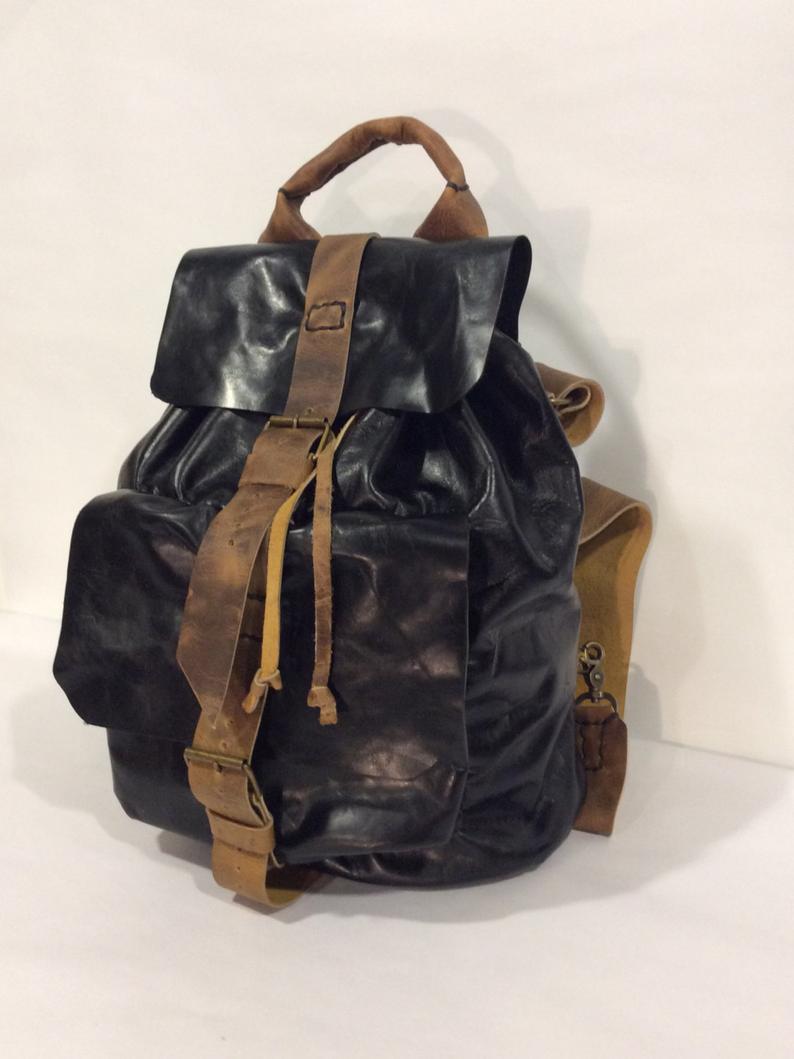 Black Leather Backpack for Weekend Trip-Custom Leather Backpack